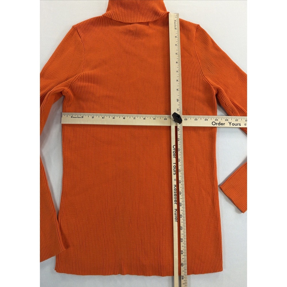 Lauren Ralph Lauren Turtleneck Sweater Women's L Orange Ribbed Knit - Picture 6 of 11